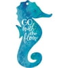 P. Graham Dunn Go With The Flow Seahorse Nautical Blue 3 x 2 Wood Hanging Gift Wrap Tag Charms Set of 5