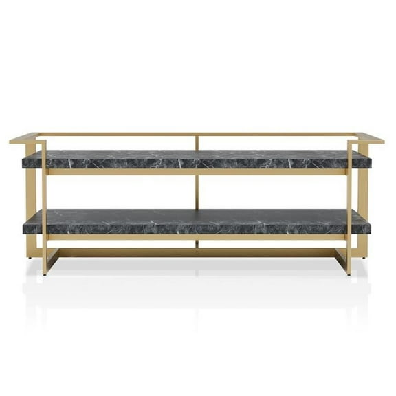 Furniture of America Meliman Metal 1-Shelf Coffee Table in Gold and Black