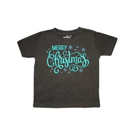 

Inktastic Merry Christmas Hand Lettering with Snowflakes in Teal Gift Toddler Boy or Toddler Girl T-Shirt