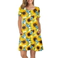 thumbnail image 2 of Outfmvch Fall Dresses Womens Dresses Orange Dress Women Summer Short Sleeve Sunflower Printed Pockets Sundress Casual Swing Dress Womens Dresses Orange M, 2 of 7