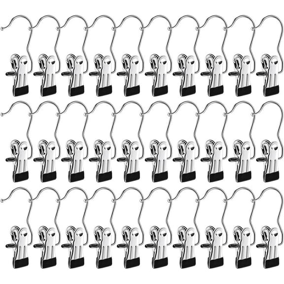 Boot Hangers for Closet,30 Pack Laundry Hooks with Clips,Stainless Steel Boot Hanger Clips,Portable Hangers Single Clip Space Saving Boot Clips for Hanging (Black)