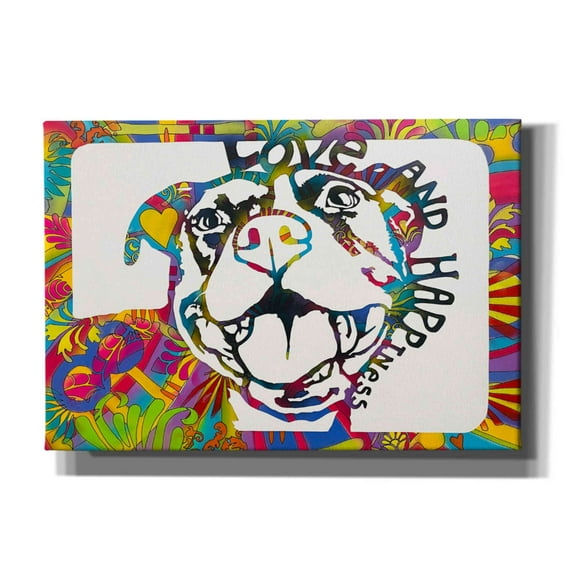 Epic Graffiti 'Love And Hapiness' by Dean Russo, Canvas Wall Art, 26"x18"