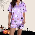 thumbnail image 6 of IMENGL Womens Halloween Pajama Sets Soft Casual Short Sleeve Button Down Tops and Shorts Comfort Comfy Loungewear Pajamas Set for Women,S-XXXL, 6 of 7