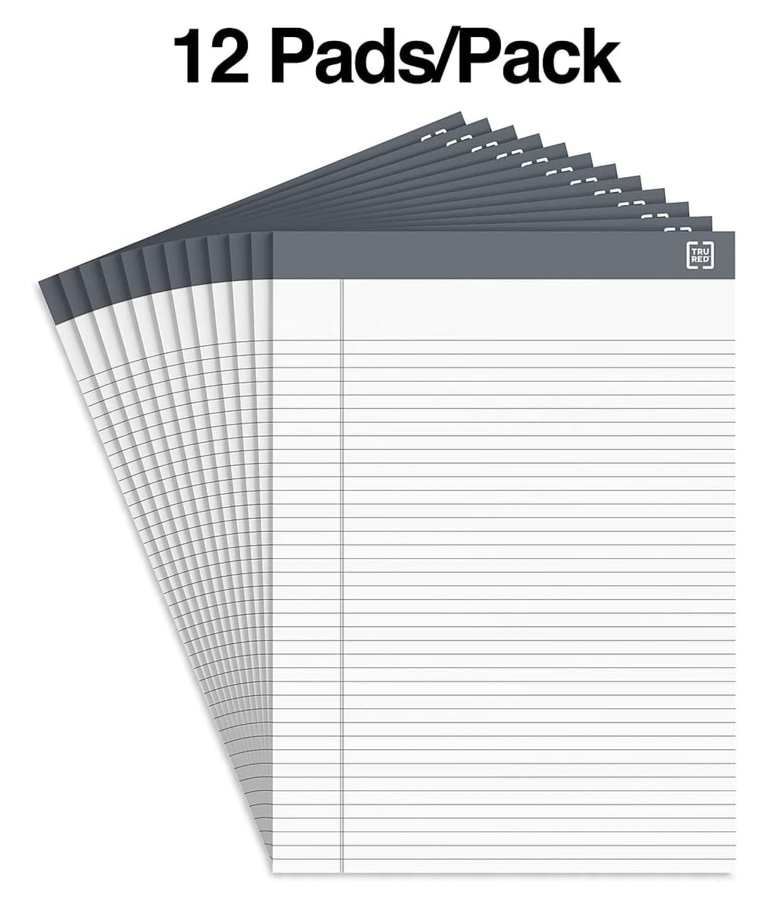 Notepads, 8.5” x 11.75”, Narrow Ruled, White, 50 Sheets/Pad, 12‑Pack