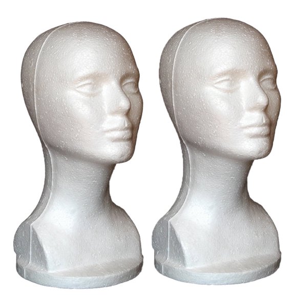 WETLA 2 Pieces/Set Female Wig Display Mannequin Head Stand Styrofoam Model Head Display Women's Hairpieces, Hats & Glasses Stand Manikin Head