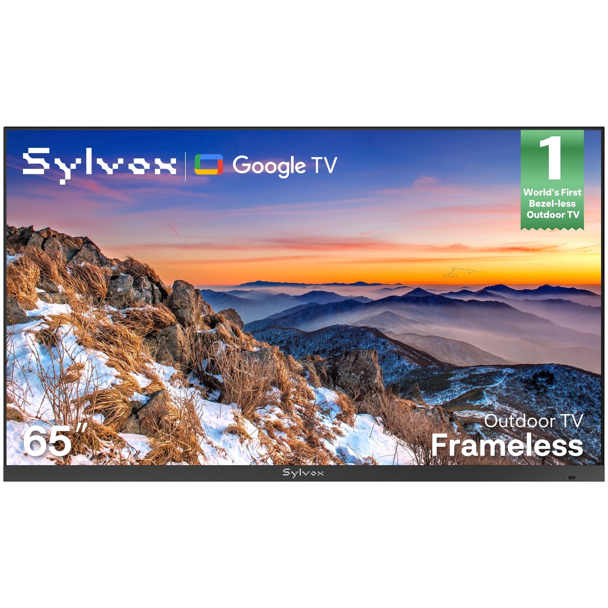 Sylvox 65" Outdoor TV,Ultra Narrow Bezel,4K Smart Google TV 1000 Nits IP56 Waterproof, Dolby Atmos Partial Sun All-Weather Metal Design (Frameless)