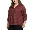 thumbnail image 6 of Wrangler Womens Blouse Plaid 3/4 Sleeves Lightweight Elastic Cuffs 1815407, 6 of 7