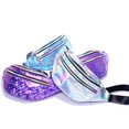 thumbnail image 4 of Narrster PU Leather Reflective Fanny Pack Colorful Sequin Waist Pouch Shoulder Pouch Crossbody Bag for Women Ladies Outdoor Travel (Mirror Silver), 4 of 10