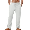 thumbnail image 2 of Sweatpants for Men 2025 Linen Breathable Straight Leg Loose Drawstring Joggers with Pockets Mens Casual Pants Trousers, 2 of 5