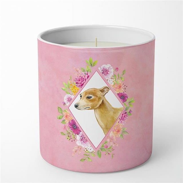 Carolines Treasures CK4154CDL Bougie Décorative en Soja 10 oz Lévrier Italien Fleurs Roses