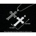 thumbnail image 4 of QQTDFG Men Women Big Cross Pendant Necklace Stainless Steel Lord's Prayer Chain 24"-Silver Gold-3mm Rolo Link, 4 of 9