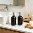thumbnail image 4 of Ensemble de Bouteilles Rondes pour Shampooing et Lotion en Verre avec Pompe en Acier Inoxydable, Vides, Réutilisables, Contenants de Voyage pour la Maison, la Salle de Bain et la Coiffeuse, Noir, JKODE, 4 of 6
