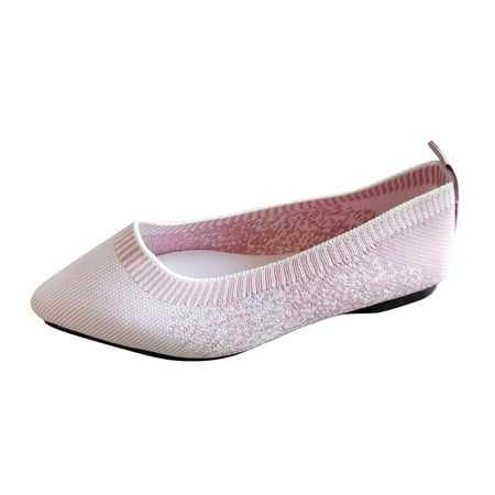 QYZEU Shoes for Women Sandals Womens Casual Flat Shoes Women s Color Changing Pointed Mesh Cloth Breathable Slip On Casual Shoes Womens Sandals Casual Heels Pink 38