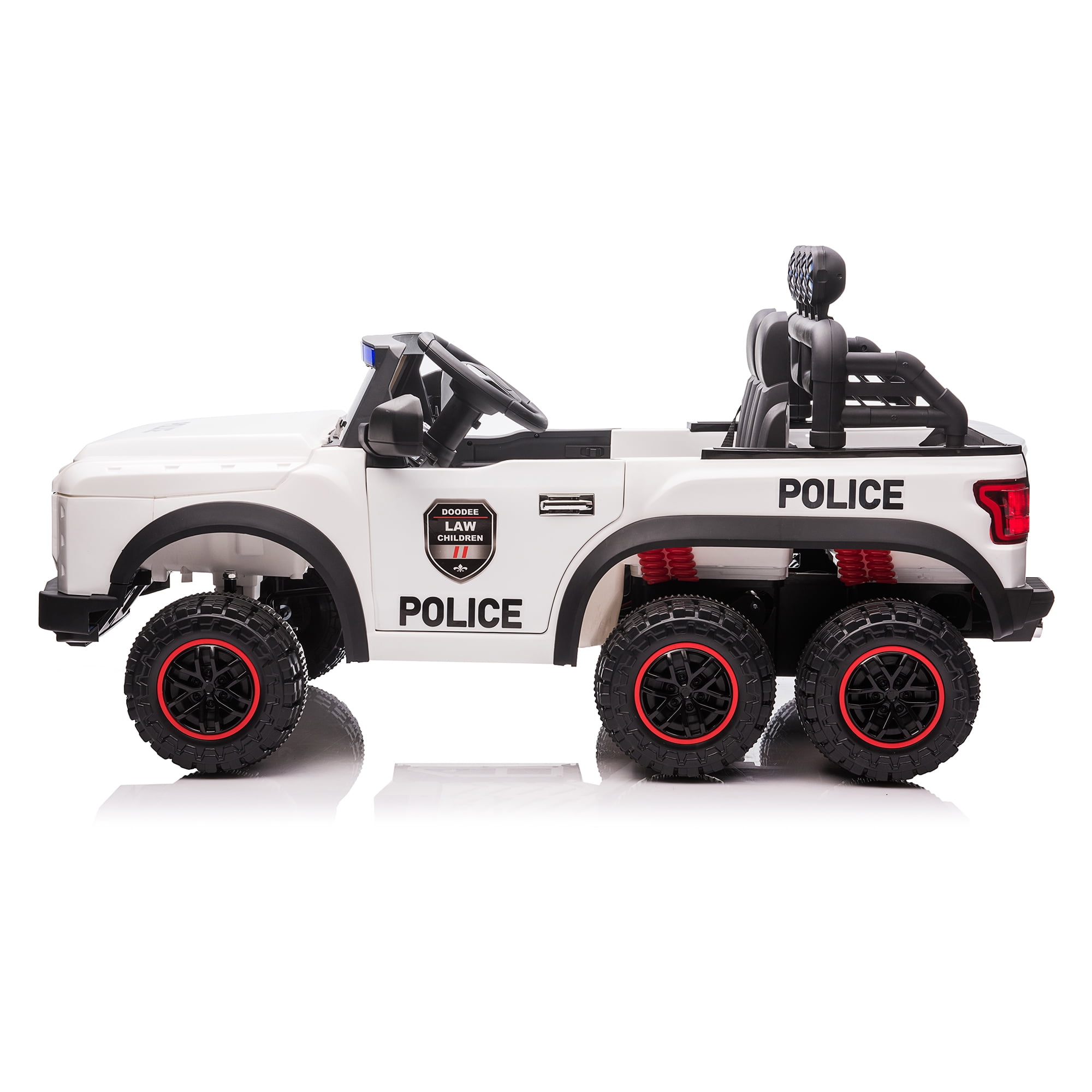 CIPACHO 24V Kids Ride On Police Car Toy with 2.4G Remote Control, Electric Car for Kids Four Wheel Absorber, Music and Light, Trunk, White CIPACHO 24V Kids Ride On Police Car Toy with 2.4G Remote Control, Electric Car for Kids Four Wheel Absorber, Music and Light, Trunk, White