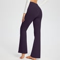 thumbnail image 4 of HOT Womens Casual Flare Leggings with Pocket Bootleg Yoga Pants Crossover Hight Waisted Workout Pants-012, 4 of 9