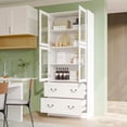 thumbnail image 4 of 78.7" H Bookcase with Glass Doors, 4-Tier Bookshelves with 2 Drawers, Modern Display Storage Cabinet for Home Office, Living Room, White$$Home Decor, Kitchen, & Other, 4 of 9