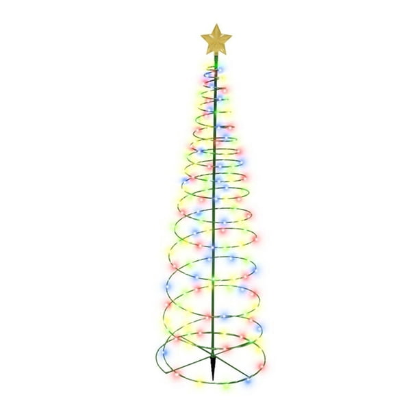 Espiral solar espiral Árbol de Navidad LED Luz Al aire libre Patio trasero Pathway Automático Lámpara a prueba de viento Decoración para el hogar Suministros de iluminación Luz colorida seitruly HA009766-01B