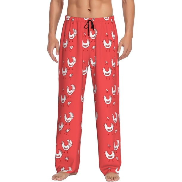 Balery Cartoon Rooster Pantalones de pijama para hombre, pijama ultraligero, pantalón de descanso-X-Large