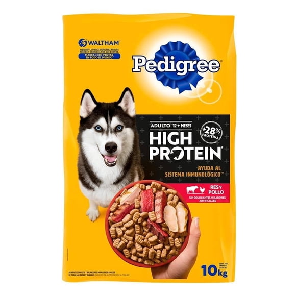 Alimento para Perro Pedigree High Protein Adultos Sabor Res y Pollo 10 kg