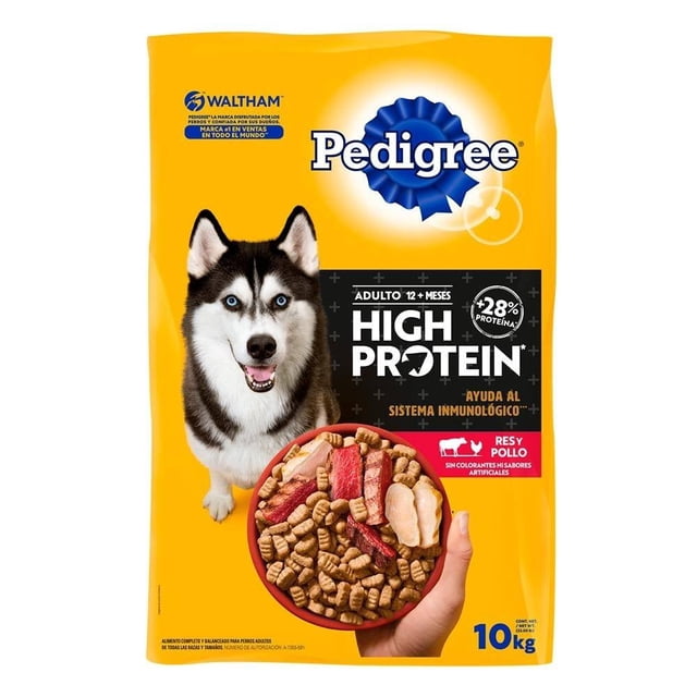 Alimento para Perro Pedigree High Protein Adultos Sabor Res y Pollo 10 kg