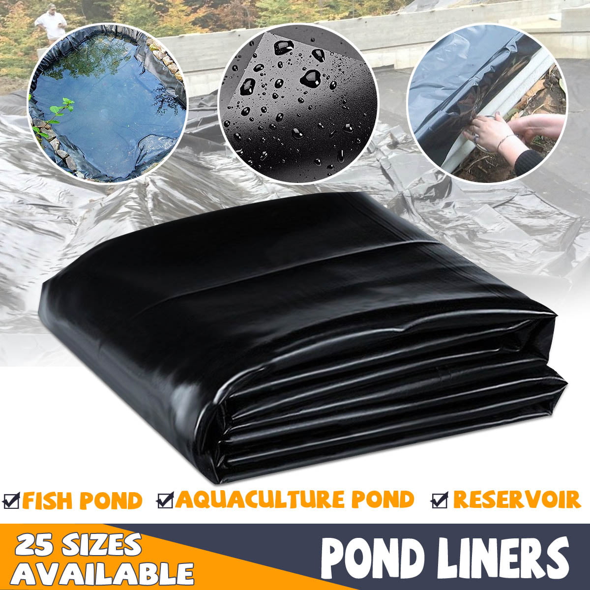 8ft Fish Pond Liner HDPE Membrane Reinforced Gardens Pools Landscaping 