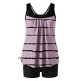 thumbnail image 5 of Frostluinai Striped Swimsuits for Women Pleated Athletic Tankini Bathing Suits Color Block Swim Tank Tops Boyshorts Baggy Swimsuit 2 Piece, 5 of 6