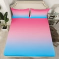thumbnail image 2 of Hot Pink and Blue Sheets Full ,Rainbow Ombre Bedding Set Aesthetic Room Decor for Women Men,Gradient Colorful Sheet Set Abstract Fitted Sheet, 2 of 4