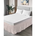 thumbnail image 4 of Red Striped Wrap Around Bed Skirts for Queen Bed 18" Drop, Bed Skirt with Adjustable Elastic Belt Dust Ruffle Bed Valance for Bedroom Hotel Luxury Rustic Red Stripe Modern Art Beige Bed Frame Cover, 4 of 7
