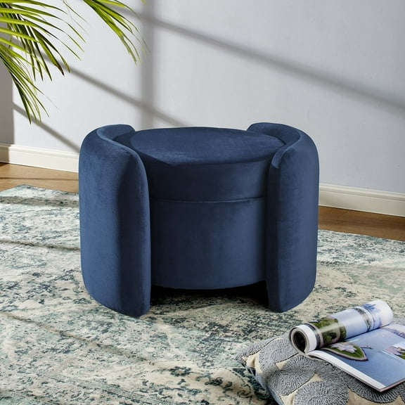 Modway Nebula Upholstered Performance Velvet Ottoman in Midnight Blue