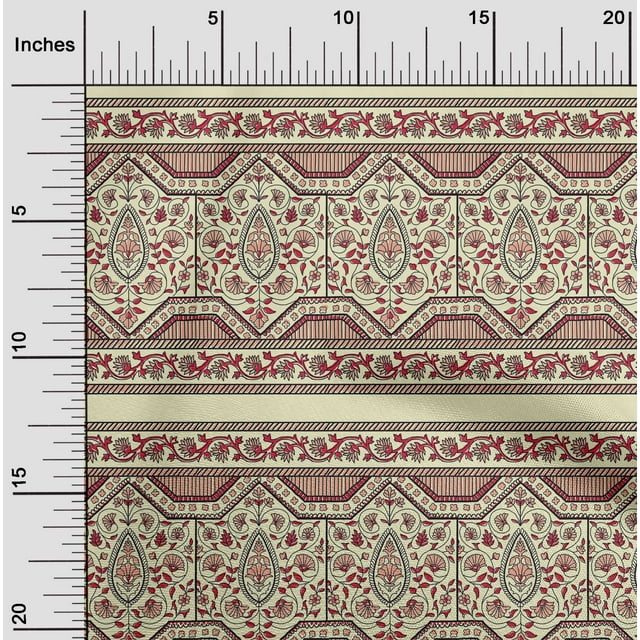 oneOone Georgette Viscose Fabric Leaves & Floral Block Decor Fabric Printed BTY 42 Inch Wide
