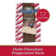 GHIRARDELLI Dark Chocolate Peppermint Bark Chocolate Squares, Layered Dark Chocolate and White Chocolate Candy, 7.7 oz Bag