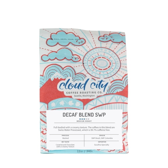 Decaf Blend - Roasted by Cloud City Coffee - Whole Bean Coffee - 12oz Bag