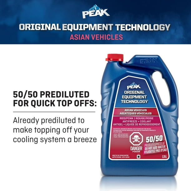 PEAK® OET Extended Life Red/Pink 50/50 Pre-Diluted Antifreeze+