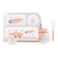 thumbnail image 2 of Cartoon Bamboo Toddler Plate, Bamboo Toddler Plate Reusable   Resin Cute  For Dinner Engineering Vehicles,Radish Bunny, 2 of 8