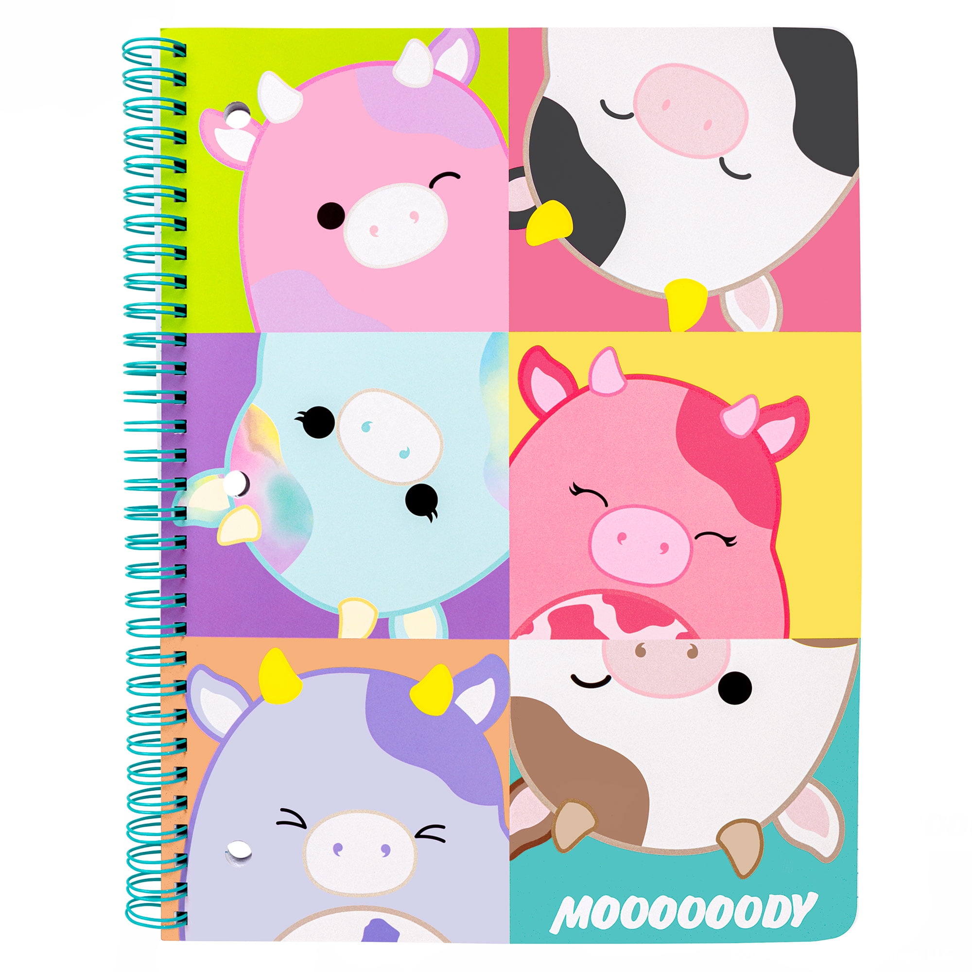(2 pack) Squishmallows Multi Squishmallows Cows College Ruled Spiral Notebook, 80 Sheets, Multi Color
