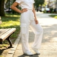 thumbnail image 4 of Enridrech Wide Leg Pants for Girls Drawstring Elastic Waisted Cargo Pant Casual Fashion Outdoor Trousers, 4 of 5