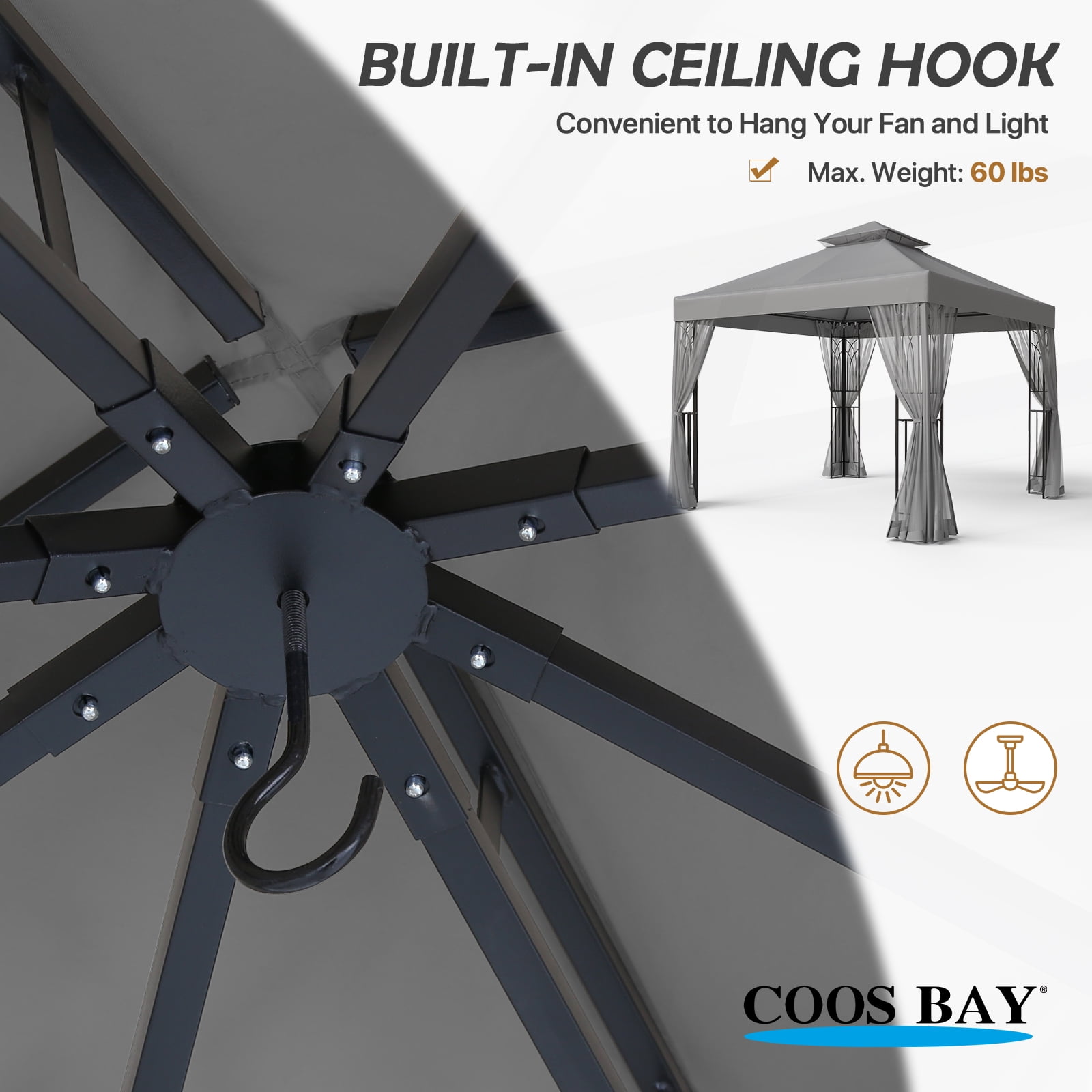 COOS BAY 10' x 10' Outdoor Patio Gazebo, Sturdy Steel Frame