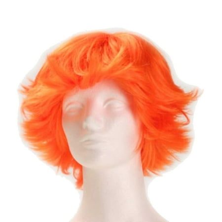 Neon Clown Wigs - Fun Flip Clown Wig - Neon Orange