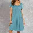 thumbnail image 2 of gakvbuo Summer T-Shirts Dresses For Women 2024 Nightgowns House Dress Pleated Front Knee Length Loose Fit Short Sleeve Sleepwear Comfy Sleepshirts Pleated Scoopneck Nightshir, 2 of 5