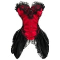 thumbnail image 4 of siminsem Gothic Corset Dress Set Women Halloween, Strapless Lace Corset Top Floral Tulle High Low Skirt Masquerade Party Queen Dress Up Outfit, Red,S, 4 of 4
