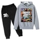 thumbnail image 4 of Sudadera con capucha y pantalones para niños de Grand Theft Auto V GTA 5, conjunto de 2 piezas, ropa de dibujos animados para niños pequeños, trajes para niños y niñas, 4 of 5