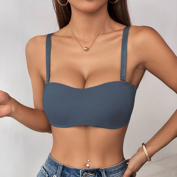 Yotami Womens Wireless Bras for Everyday Push Up Comfort Underwear for Home Solid Color Support Bra, 36B, Dark Blue