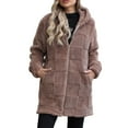 thumbnail image 4 of Riecok Fleece Jacket Women Long Sleeve Hooded Jackets Zip Up Coats with Pockets Solid Color Cozy Everyday Clothes, 4 of 8