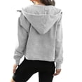 thumbnail image 4 of Langwyqu Spring Fall Women Long Sleeve Casual Hooded Coat Zipper Crop Tops Sweatshirt, 4 of 5