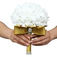 thumbnail image 5 of Nvzi Ramo de novia de rosas artificiales, ramo de flores grises para dama de honor con cintas de diamantes, ramos de flores falsas para bodas, compromisos, iglesias, 5 of 5