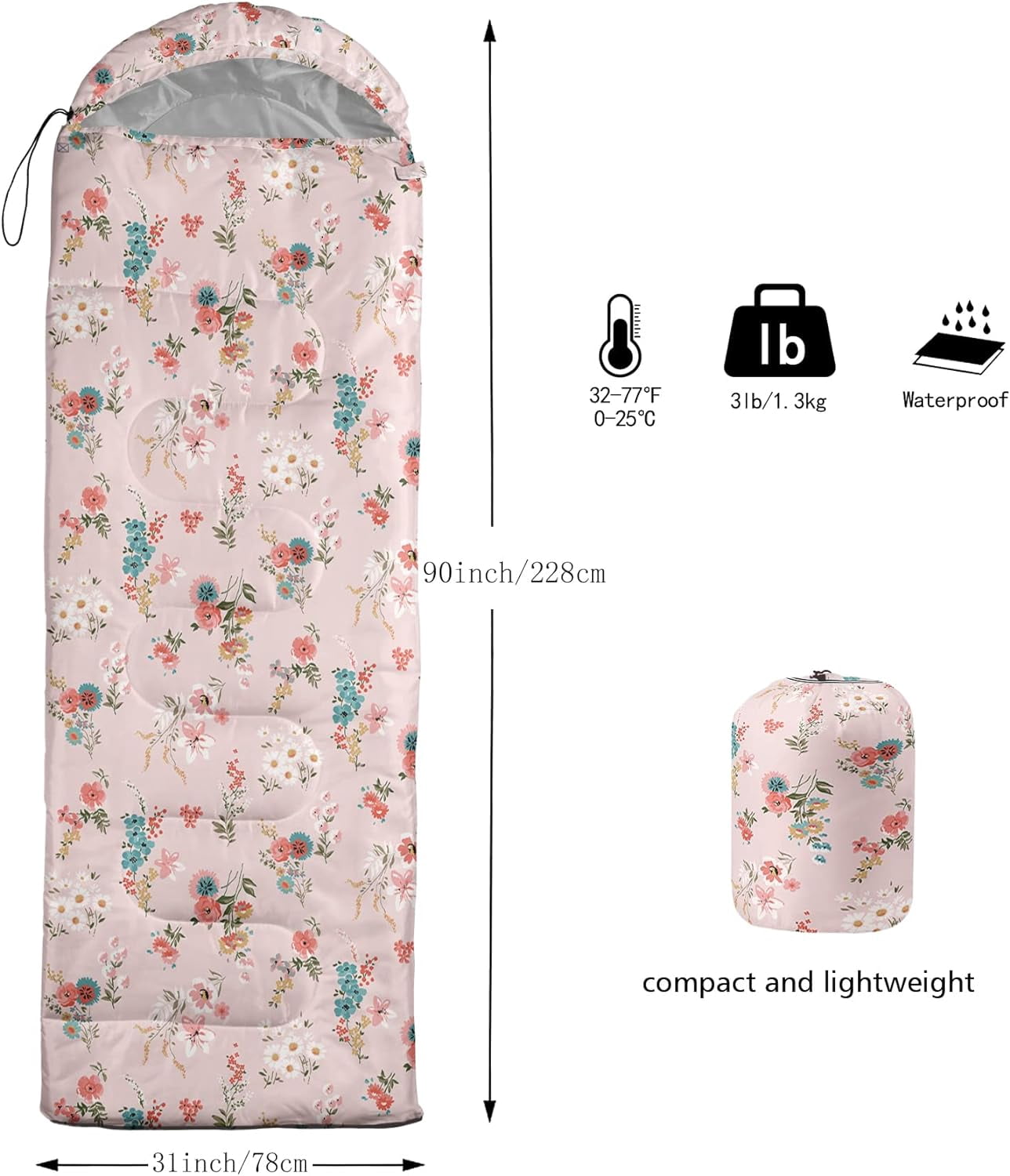 Camping Sleeping Bags,3 Season Warm & Cool Weather,Lightweight,Waterproof Sleeping Bags for Adults & Kids,Traveling,and Outdoors,Camping Gear Equipment
