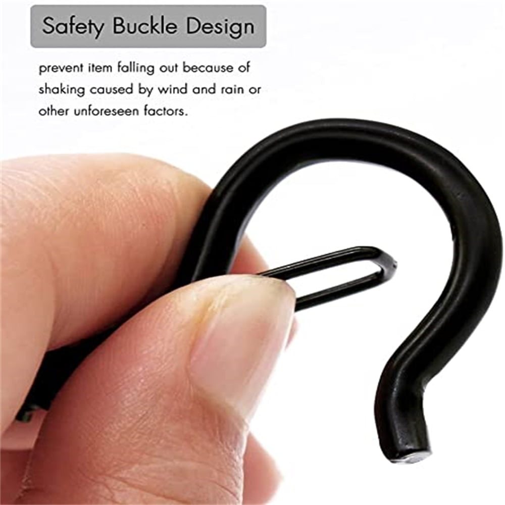 Kepooman 10 Pcs Q-Hanger, Home HolidayLights Hanger Hooks with Safe Buckle for Easy Release Outdoor Wire and Fairy Lights, Black