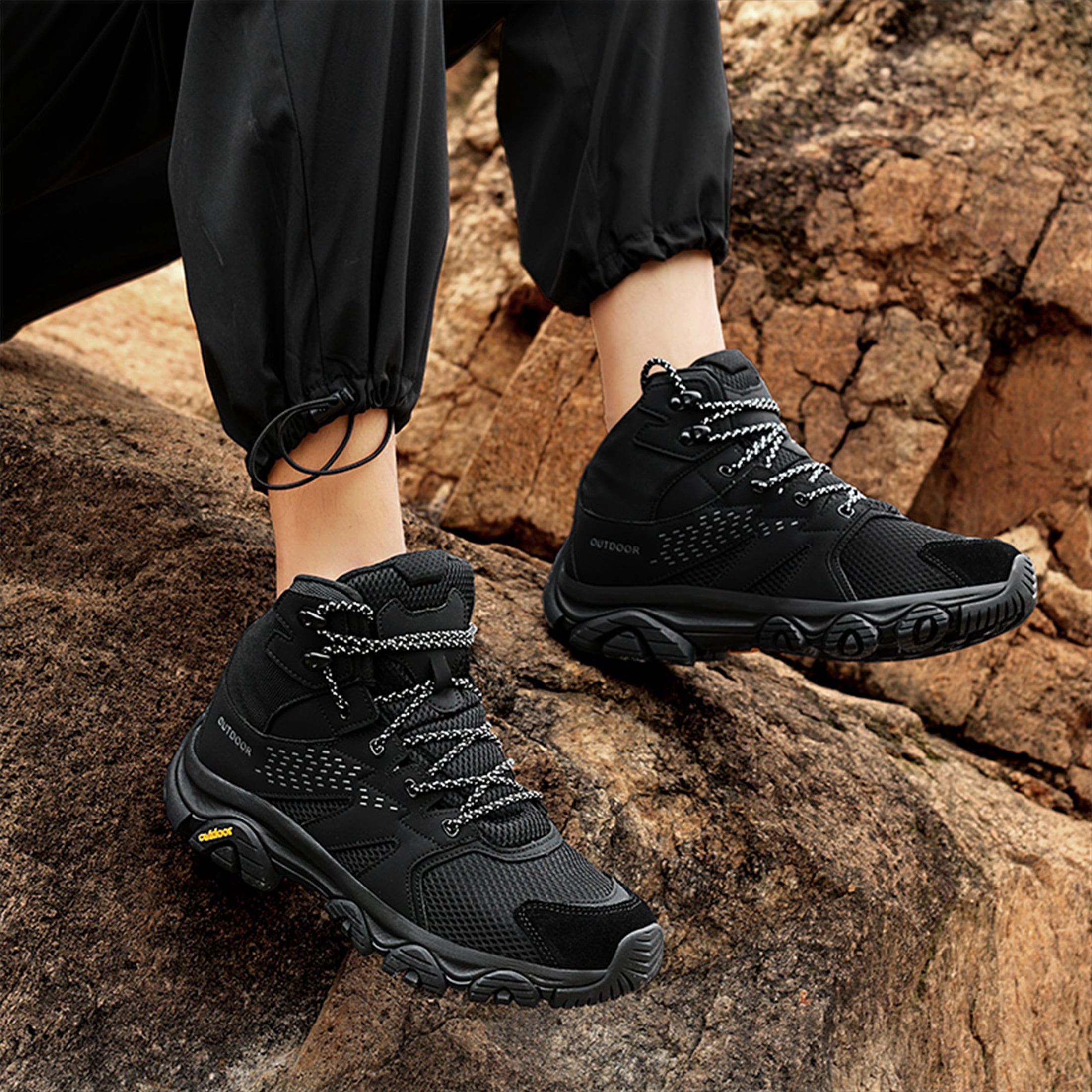 YOURDIARY Womens Mens High-Top Hiking Shoes Outdoor Breathable Anti-Slip Athletic Shoes Trekking Sneakers