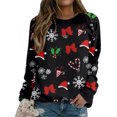 thumbnail image 4 of Sudadera navideña para mujer con estampado de copos de nieve, camisetas, camisetas, sudadera de cuello redondo de manga larga Pompotops gfhjh8885, 4 of 6