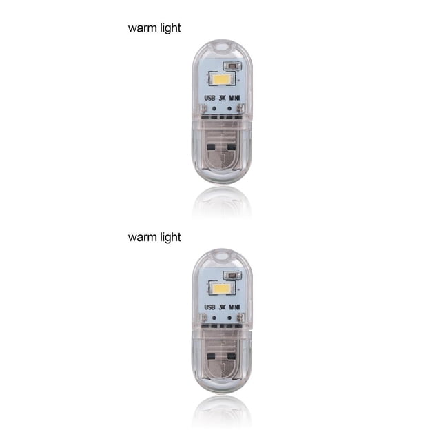 Inteprter Luz LED alimentada por USB, pequeño libro de lectura, PC, portátil, lámpara de teclado, decoración, Camping, emergencia, exterior, interior, Luz calida 2piezas Inteprter CBP024363